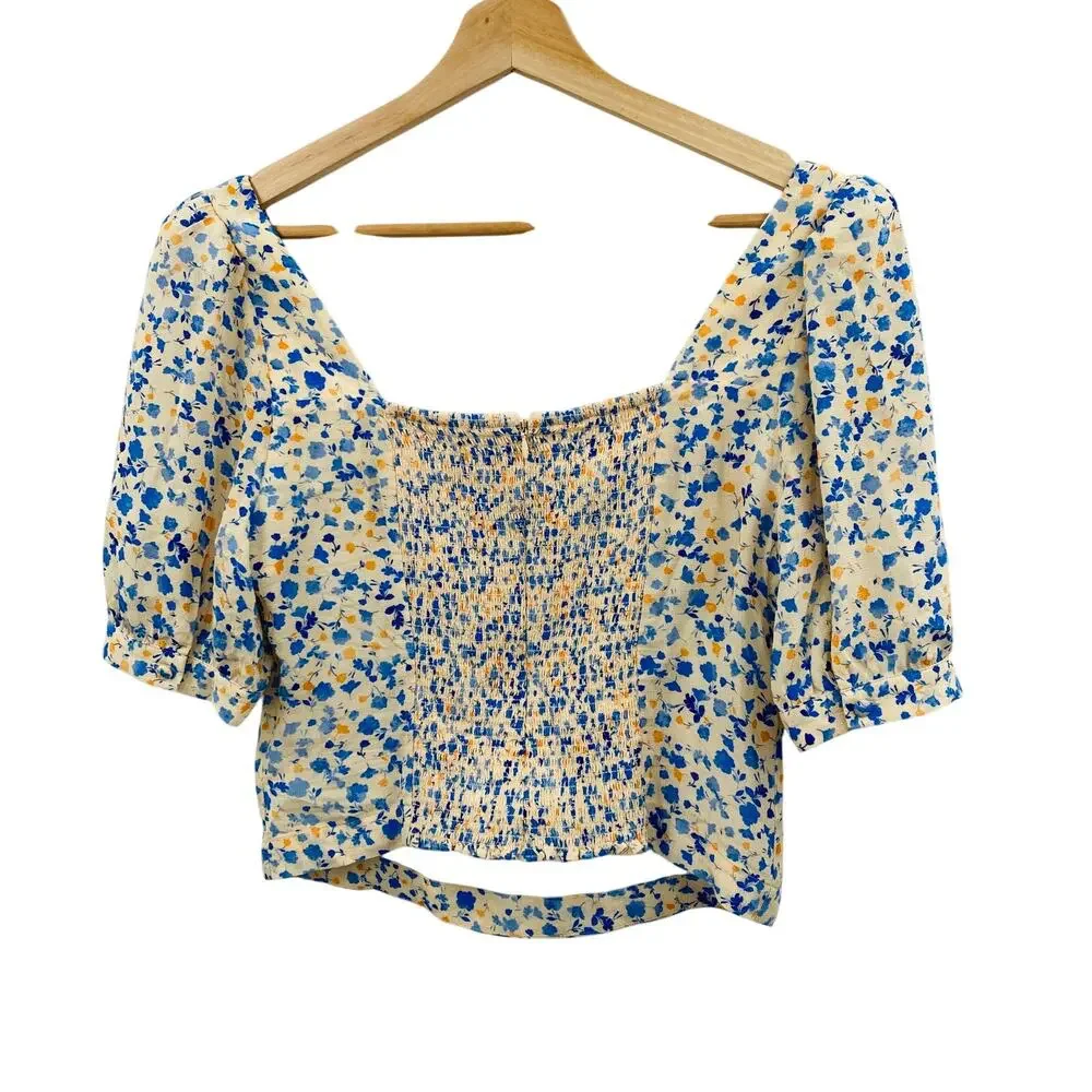Favorite Daughter M The One That Got Away Top Poppy Floral White Print